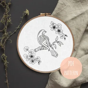 Hand Embroidery Pattern Bird E15