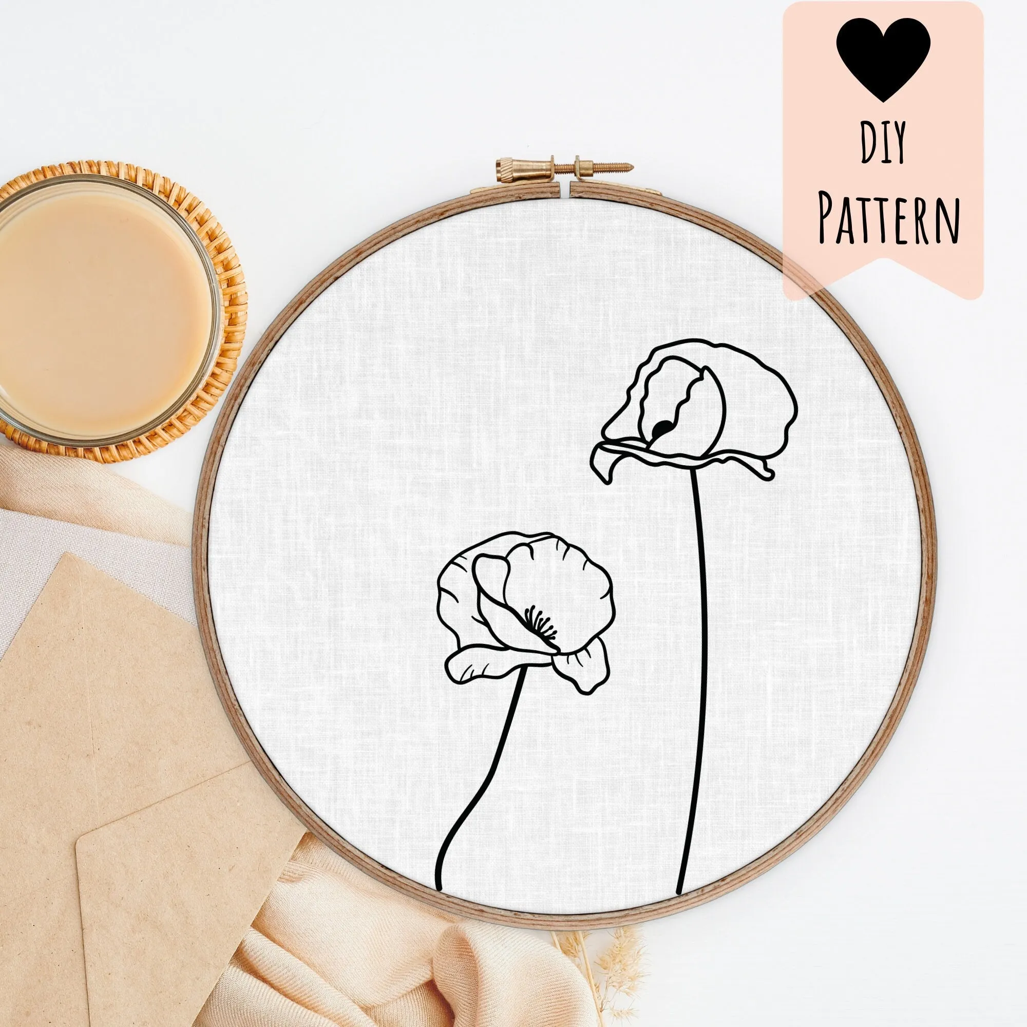 Hand Embroidery Pattern Floral Hoop Design E7