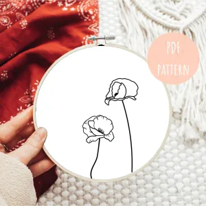 Hand Embroidery Pattern Floral Hoop Design E7