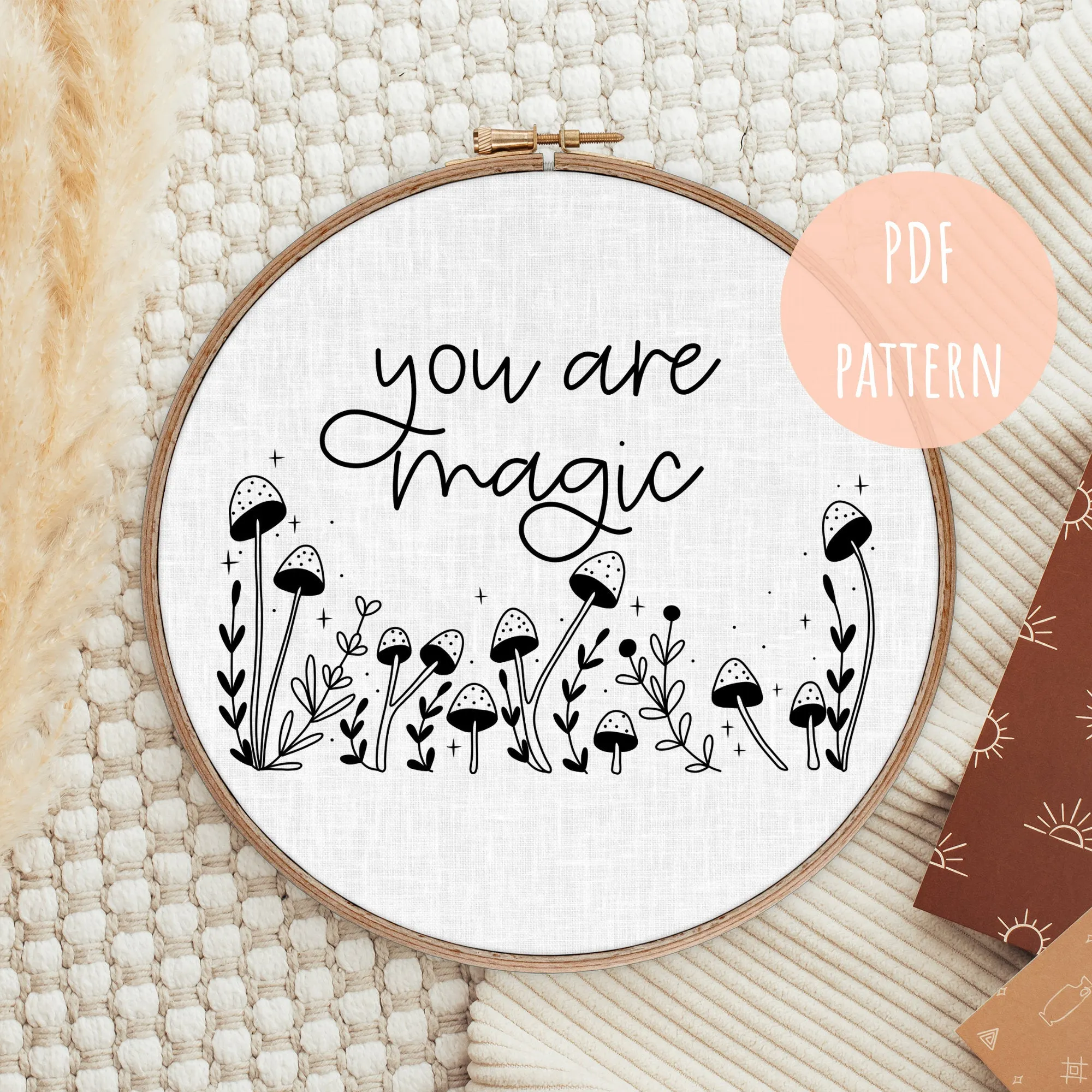 Hand Embroidery Pattern Floral Mushroom E11