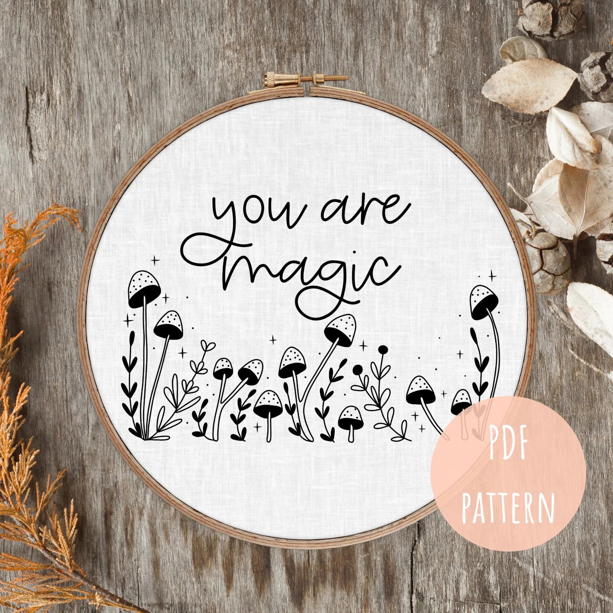 Hand Embroidery Pattern Floral Mushroom E11