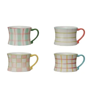 Hand-Painted Stoneware Mug w/ Pattern, 4 Styles