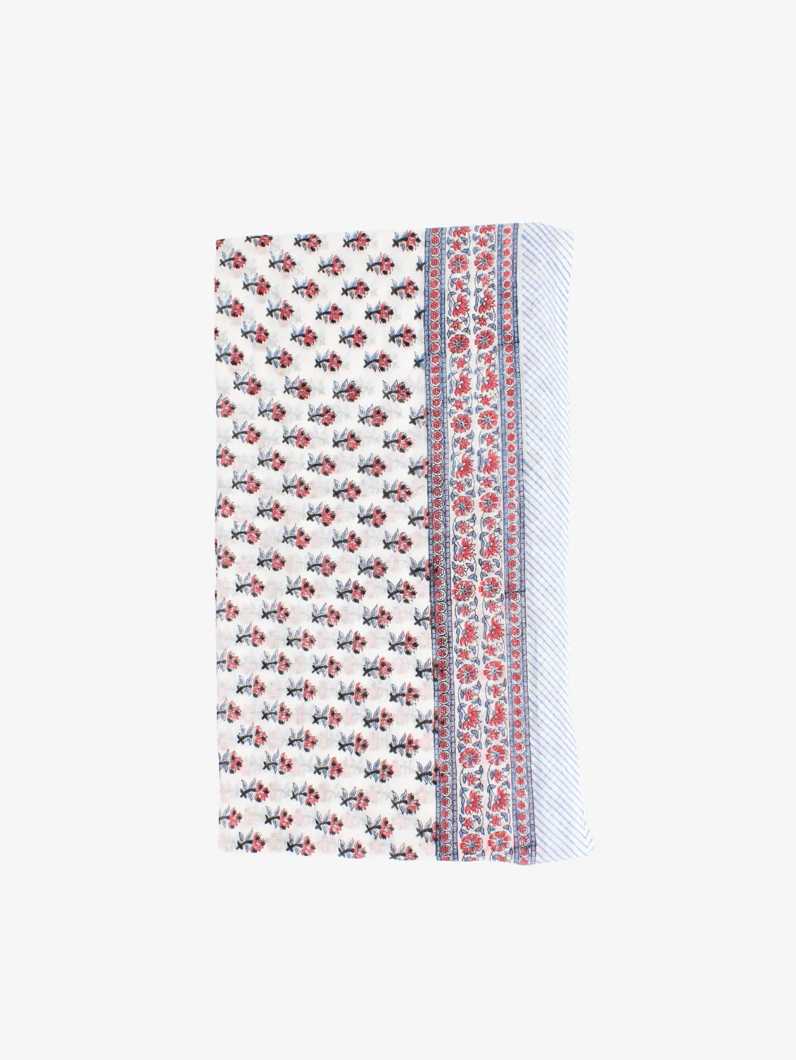 Handmade Block Print Sarong/Scarf Red floral motif on white