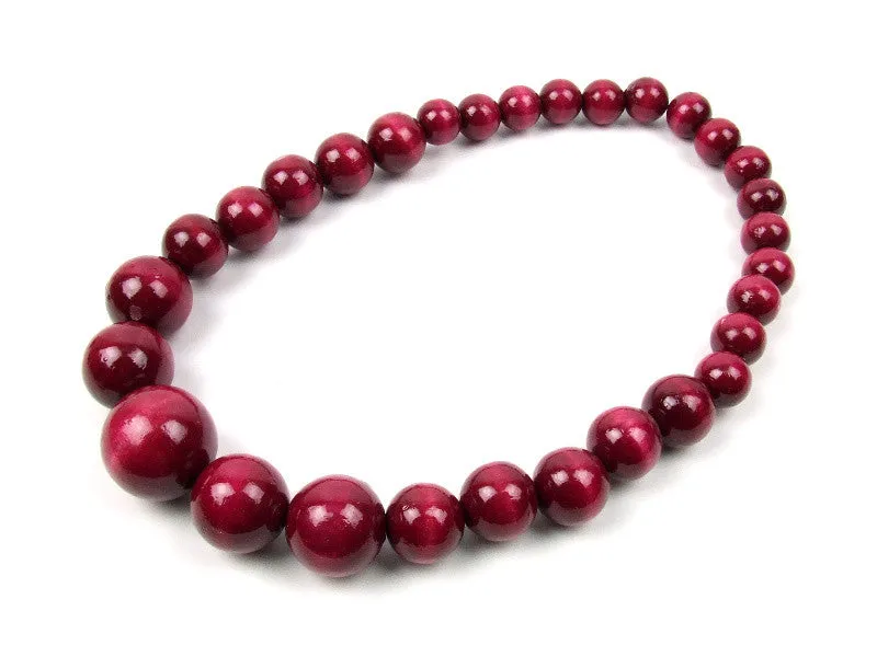 Handmade Wooden Bead Necklace and Bracelet Set (Korale Goralskie)- Cherry
