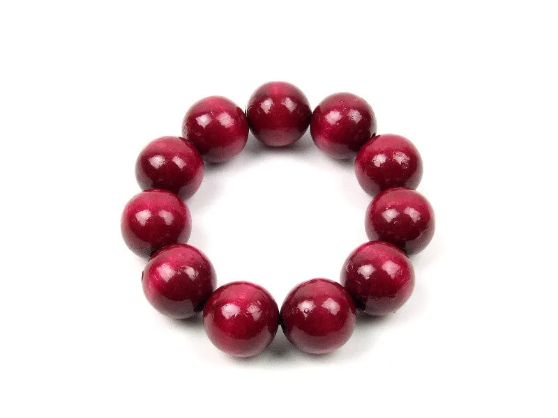 Handmade Wooden Bead Necklace and Bracelet Set (Korale Goralskie)- Cherry