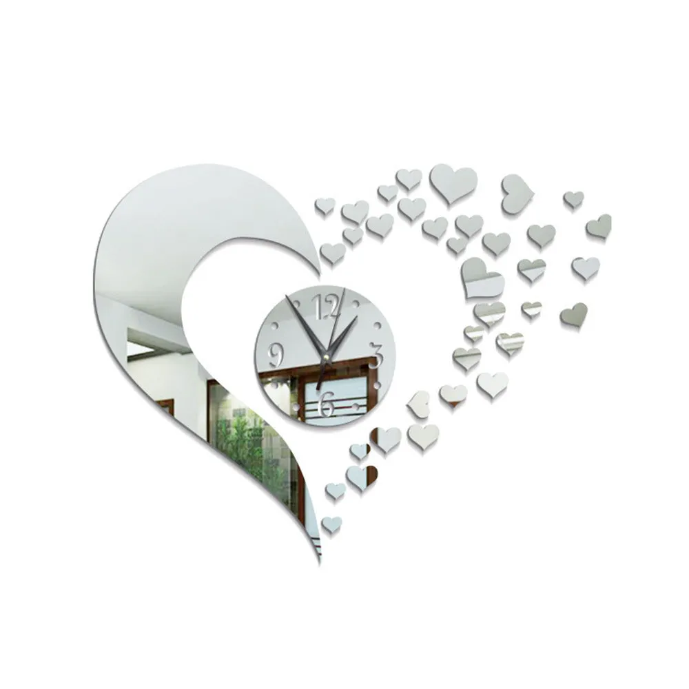 Heart-Shaped Wall Clock Stickers for Home Decoration