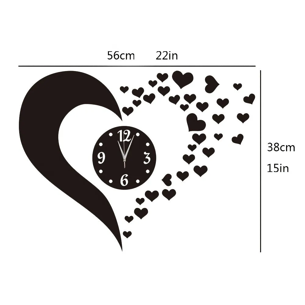 Heart-Shaped Wall Clock Stickers for Home Decoration