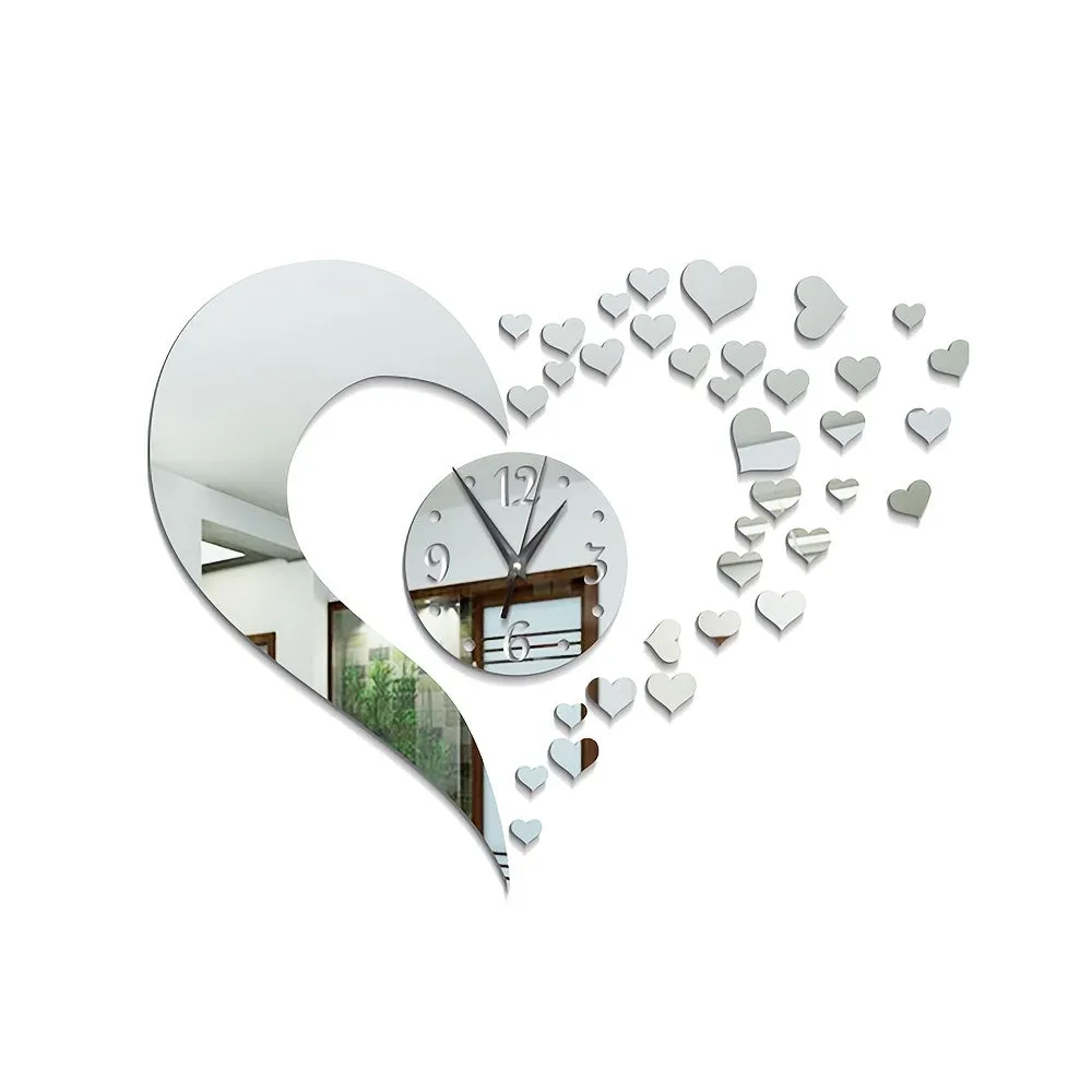 Heart-Shaped Wall Clock Stickers for Home Decoration
