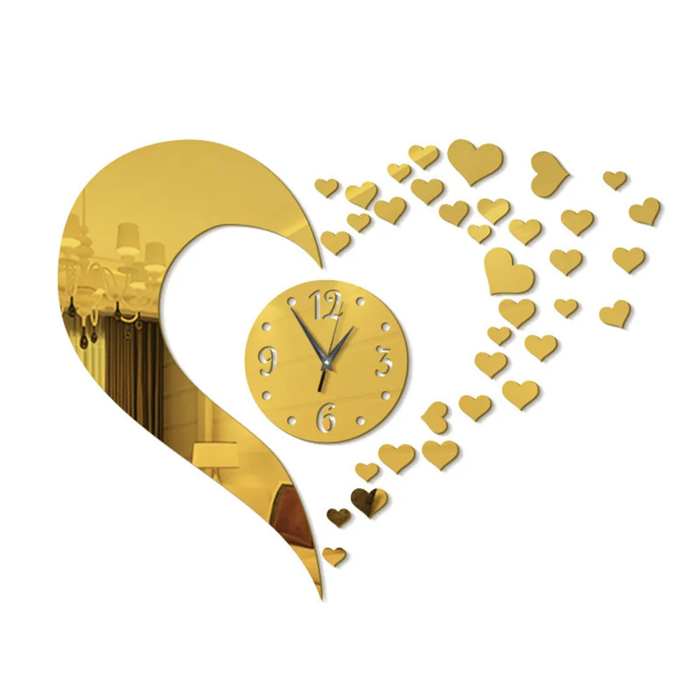 Heart-Shaped Wall Clock Stickers for Home Decoration
