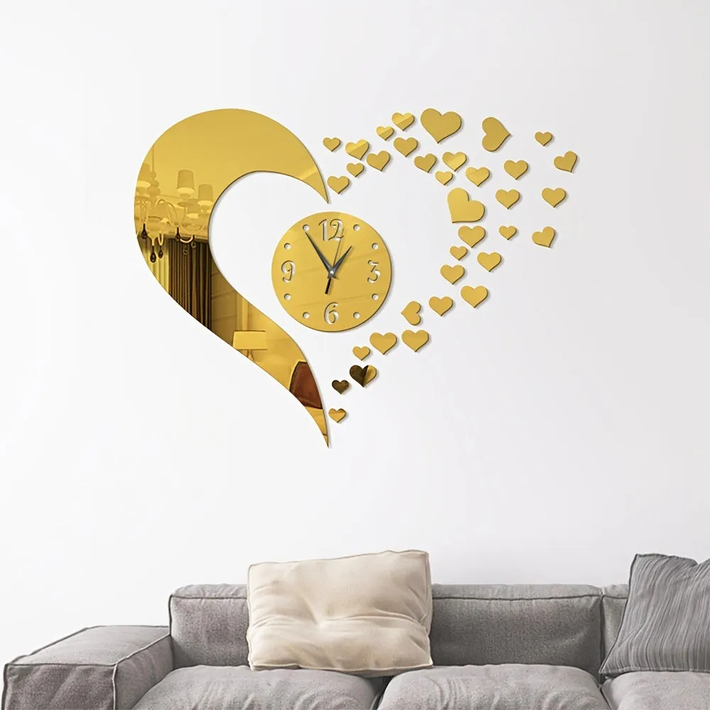Heart-Shaped Wall Clock Stickers for Home Decoration