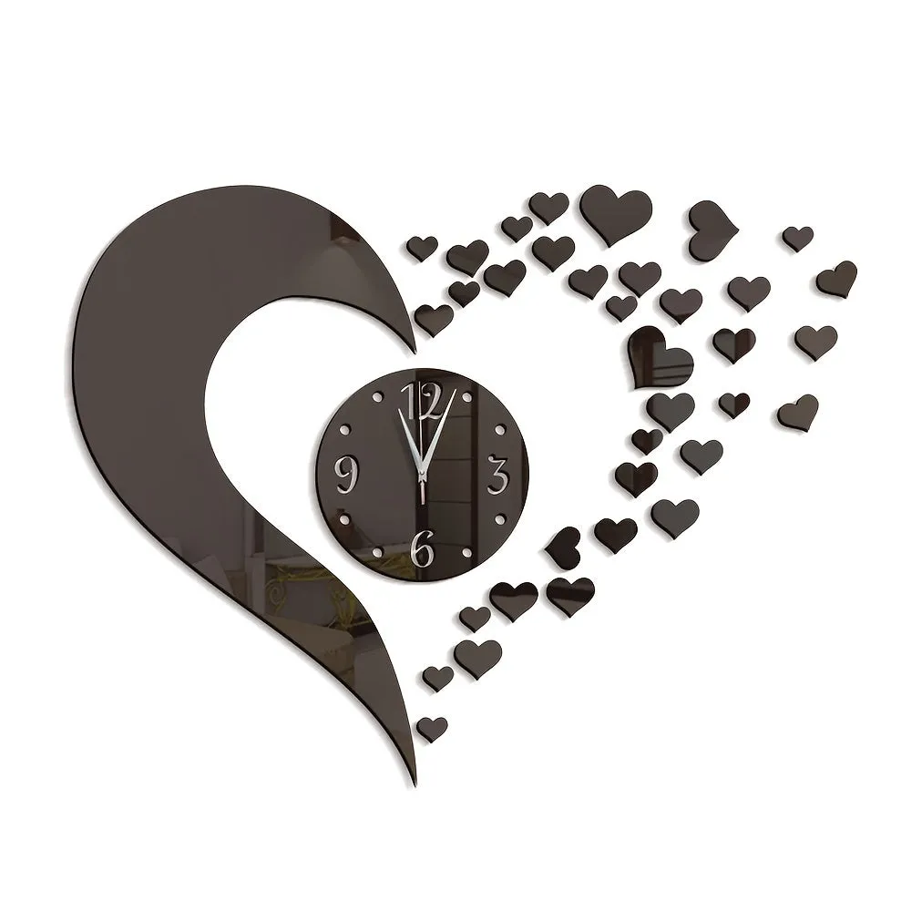Heart-Shaped Wall Clock Stickers for Home Decoration