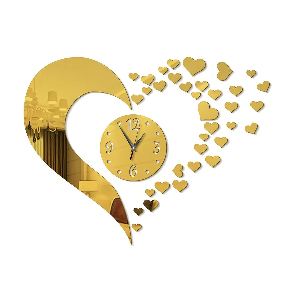 Heart-Shaped Wall Clock Stickers for Home Decoration