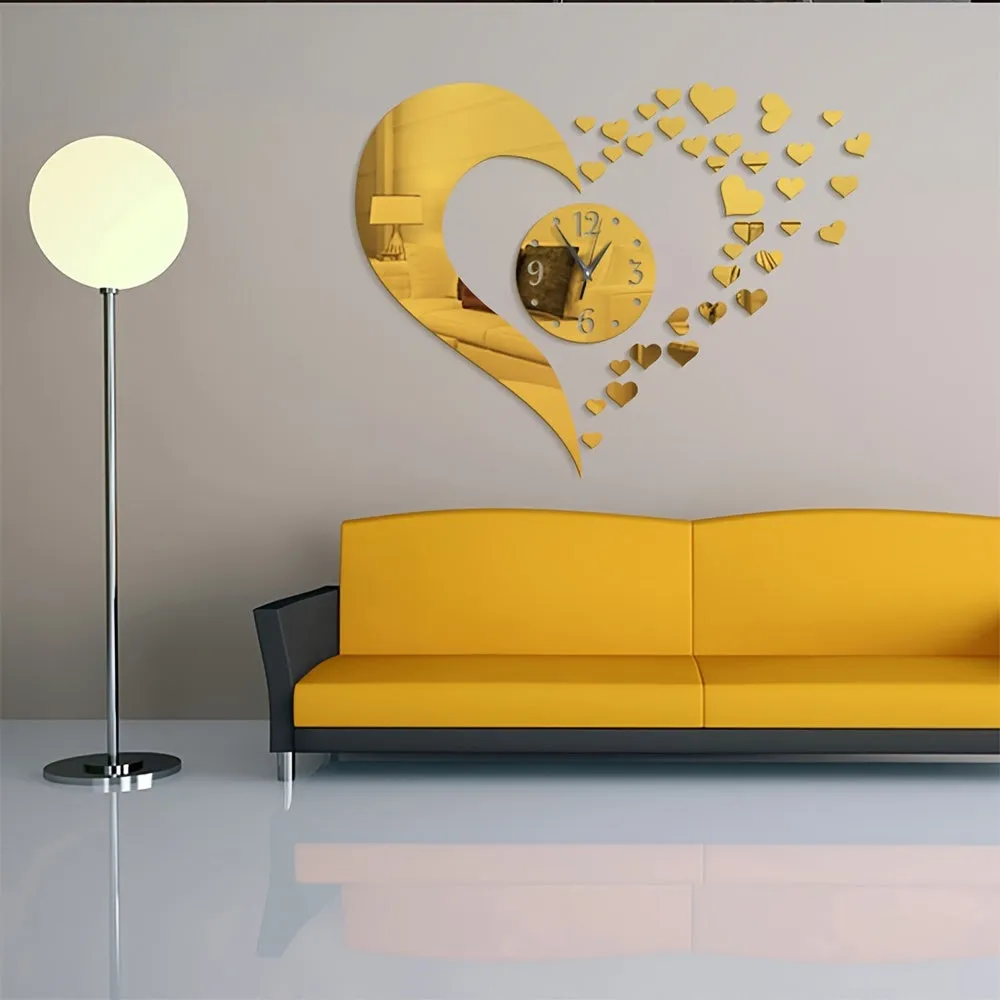 Heart-Shaped Wall Clock Stickers for Home Decoration