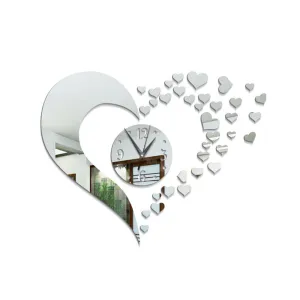 Heart-Shaped Wall Clock Stickers for Home Decoration
