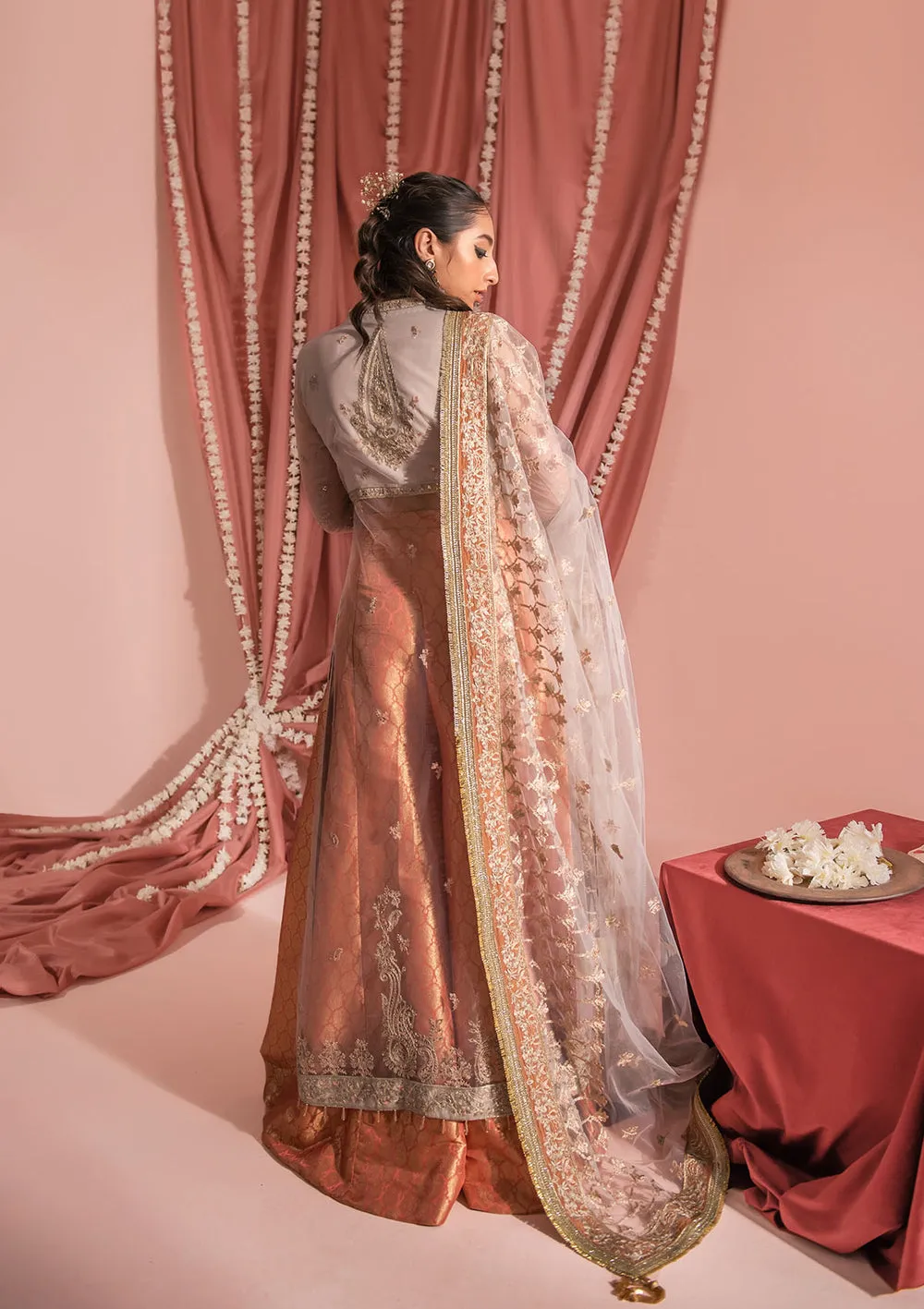 Heavily Embellished Off White Gown Style Pakistani Wedding Dress