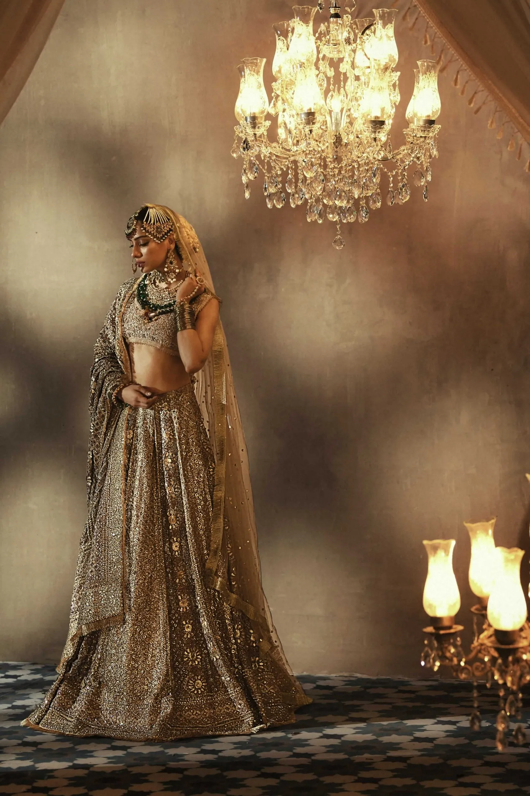 Heavy Pakistani Bridal Golden Lehenga Choli #BN1100