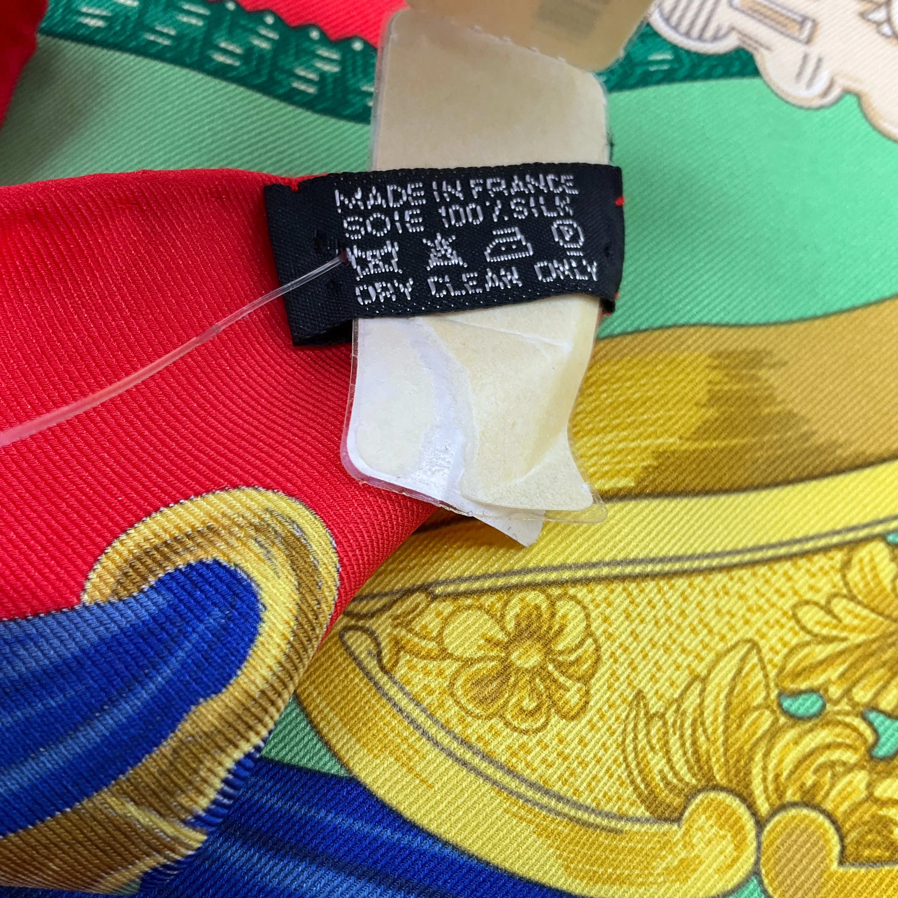 Hermes Red / Blue / Green Etriers Carre Vintage 70 Square Silk Twill Scarf