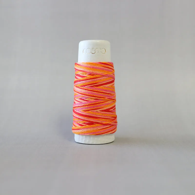 Hidamari Sashiko Melange Thread -- Variegated Orange/Red
