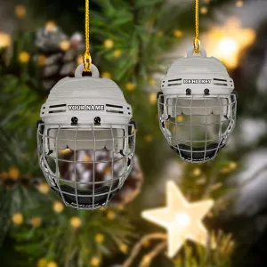 Hockey Sliver Helmet - Shaped Ornament