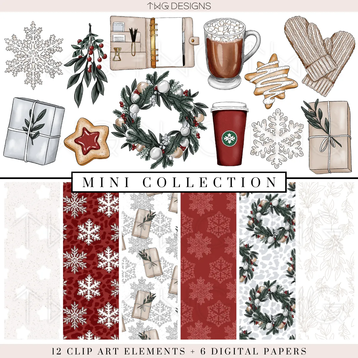 Holiday Clipart   Pattern Bundle
