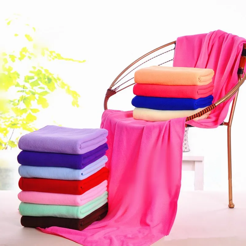 Hot Sell Large Size Absorbent Microfiber Fleece Bath Towel Shower Spa Simple 70*140cm