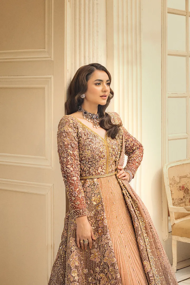 HSY Pakistani Bridal Dress in Open Wedding Gown Style