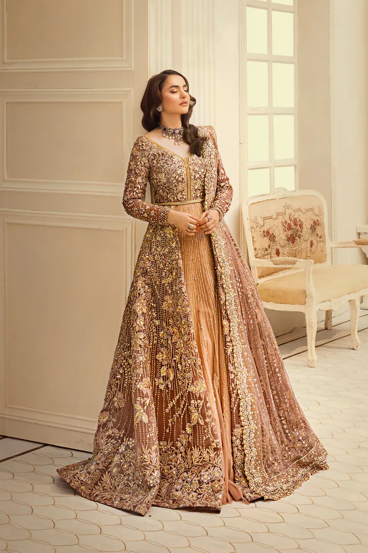HSY Pakistani Bridal Dress in Open Wedding Gown Style