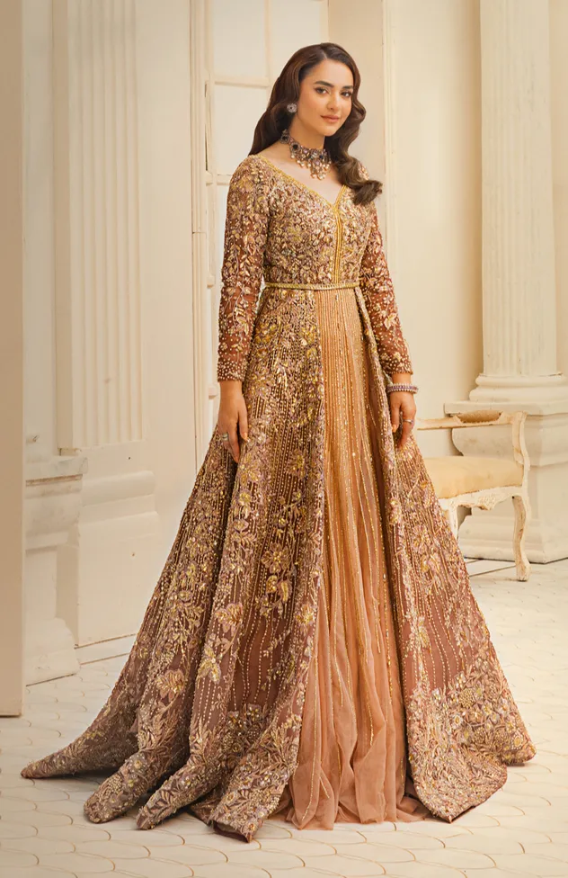 HSY Pakistani Bridal Dress in Open Wedding Gown Style