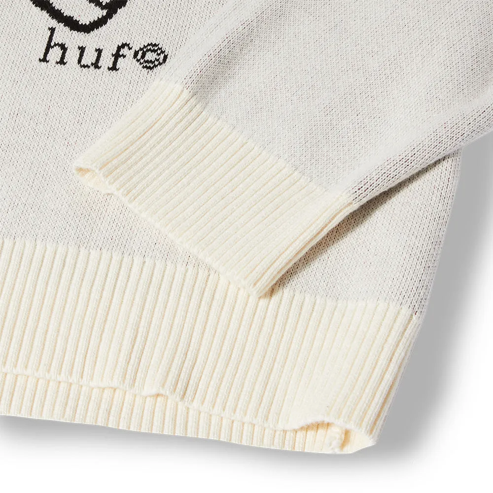 HUF Bad News Crewneck Sweater Bone