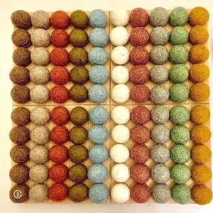 Hundred Board with 2cm Felt Balls - Earth
