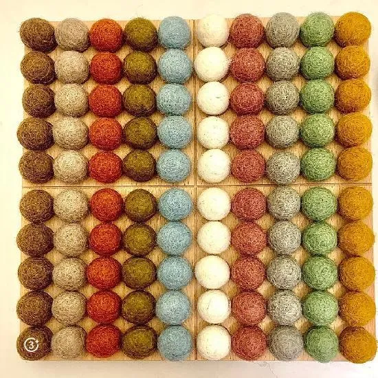 Hundred Board with 2cm Felt Balls - Earth