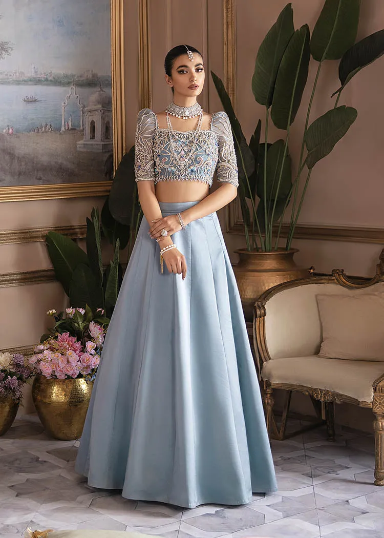 Ice Blue Pakistani Bridal Dress in Lehenga Choli Style