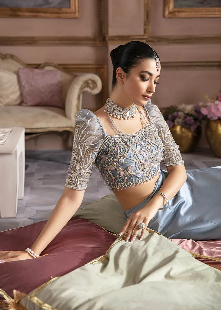 Ice Blue Pakistani Bridal Dress in Lehenga Choli Style