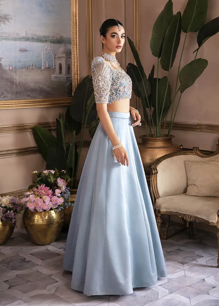 Ice Blue Pakistani Bridal Dress in Lehenga Choli Style