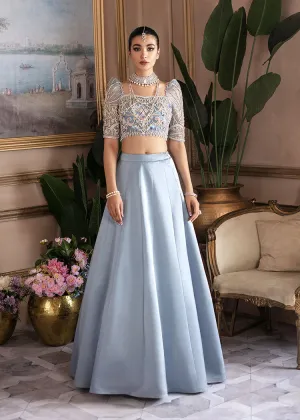 Ice Blue Pakistani Bridal Dress in Lehenga Choli Style