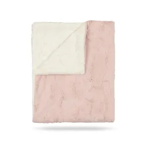 Icy Rose and Natural Lux Fur Blanket by Peluche