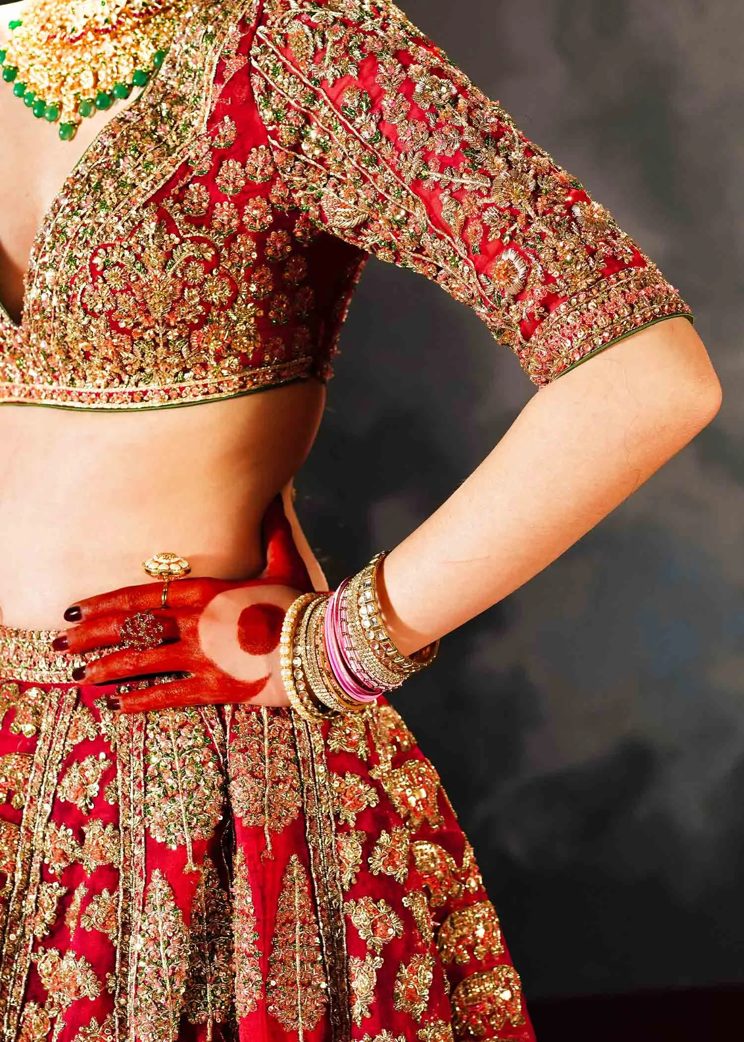 Indian Bridal Dress in Red Lehenga and Choli Style