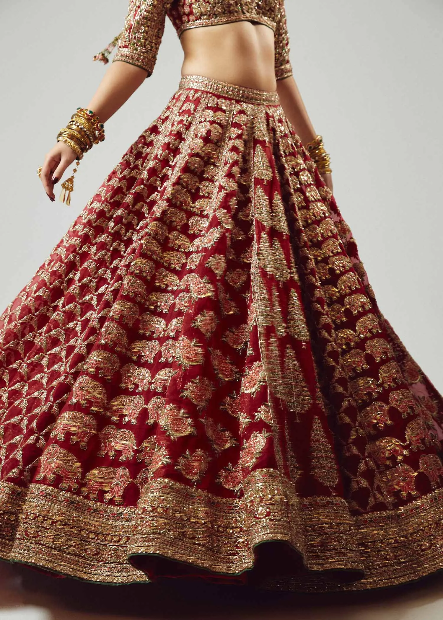 Indian Bridal Dress in Red Lehenga and Choli Style