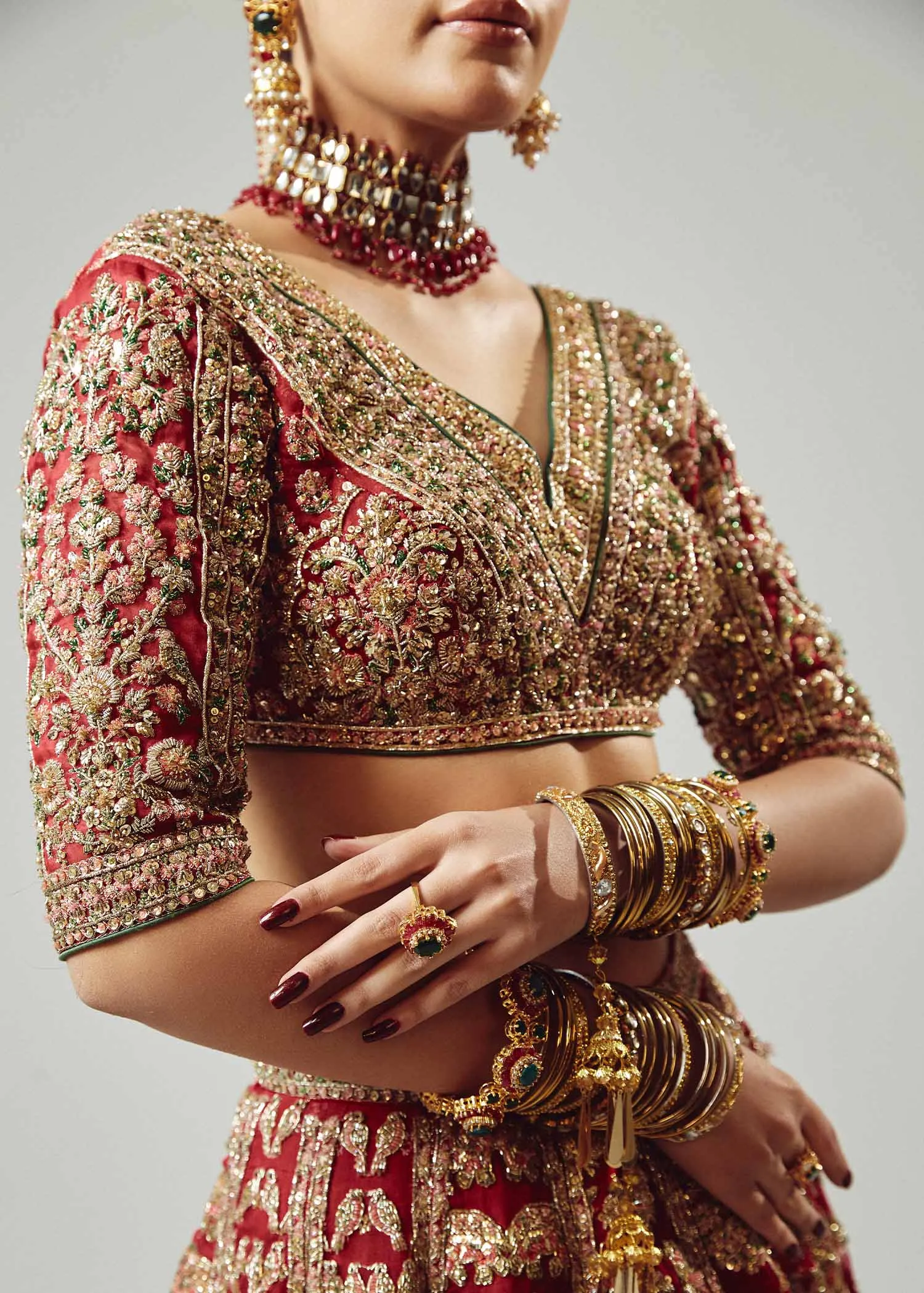 Indian Bridal Dress in Red Lehenga and Choli Style