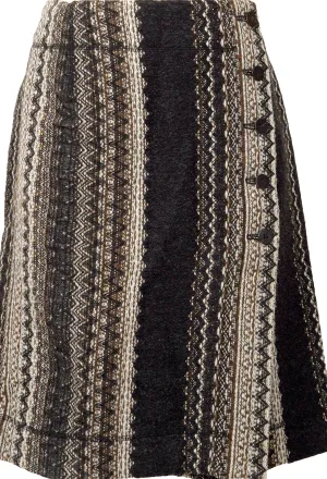 ISSEY MIYAKE JAPAN. HaaT. Greys/Black Jacquard Stripe Wrap Skirt