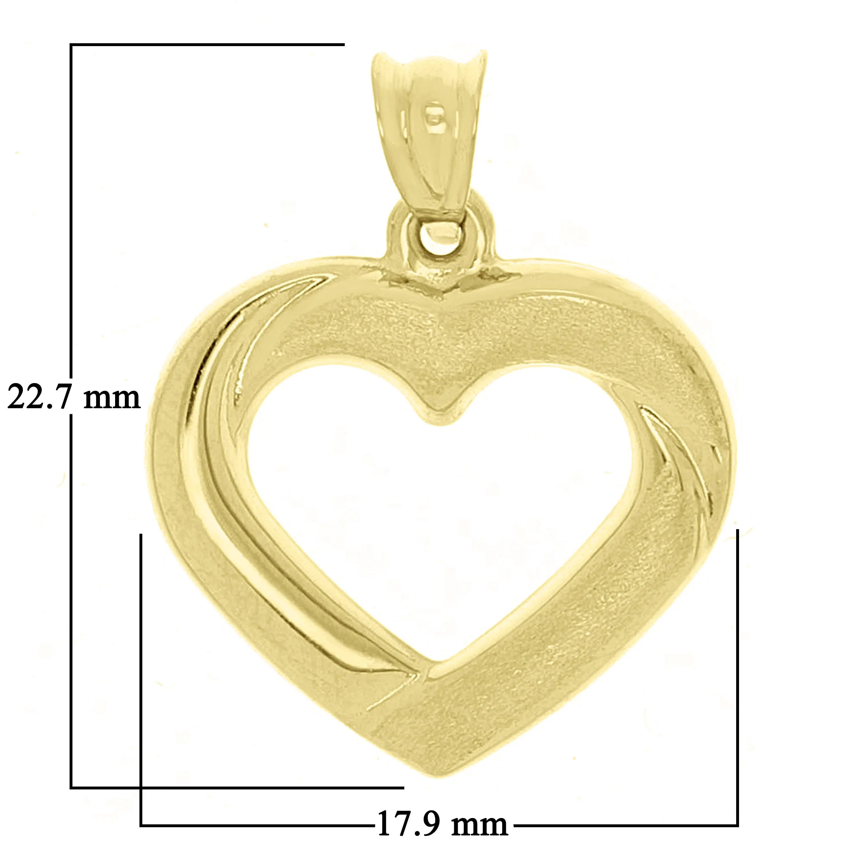 Italian 14k Yellow Gold Classic & Simple Design Open Heart Charm Pendant 0.9gram