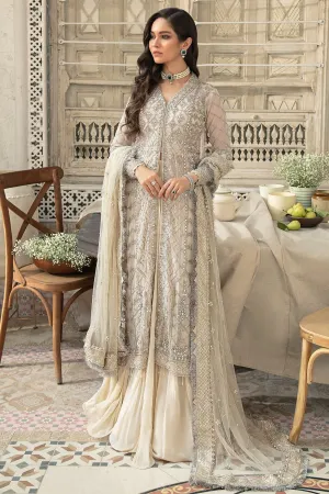 Ivory Front Open Kameez Lehenga Dupatta Dress #BS699