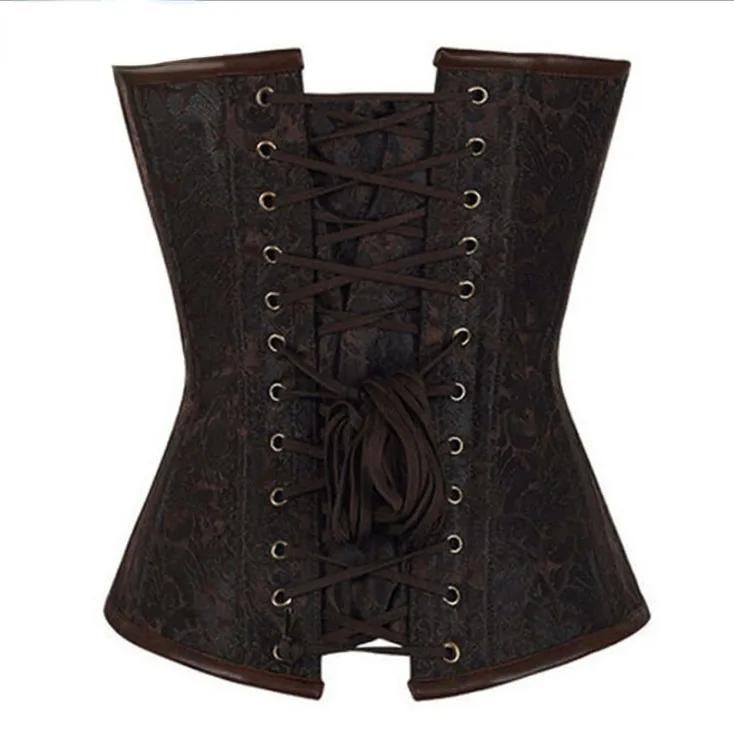 Jacquard Brocade Steampunk Lace Up Corset Top 2846