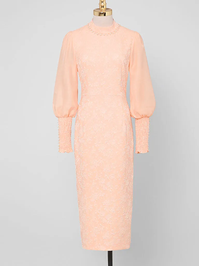 Jacquard Lantern Sleeve 1940S Vintage Dress