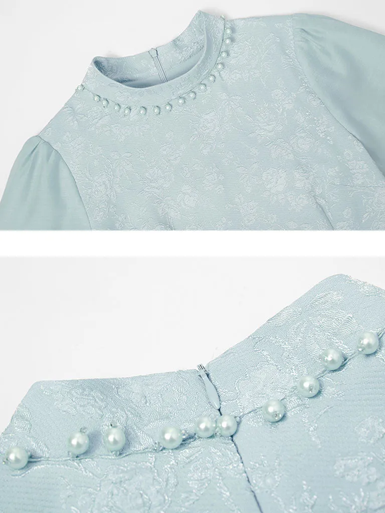 Jacquard Lantern Sleeve 1940S Vintage Dress