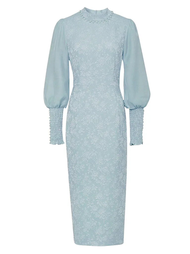 Jacquard Lantern Sleeve 1940S Vintage Dress