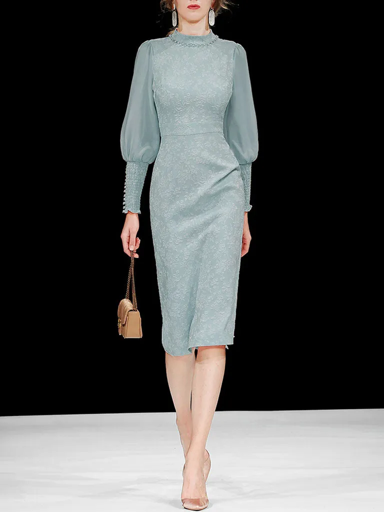 Jacquard Lantern Sleeve 1940S Vintage Dress