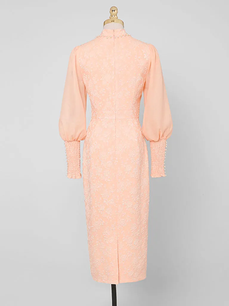 Jacquard Lantern Sleeve 1940S Vintage Dress