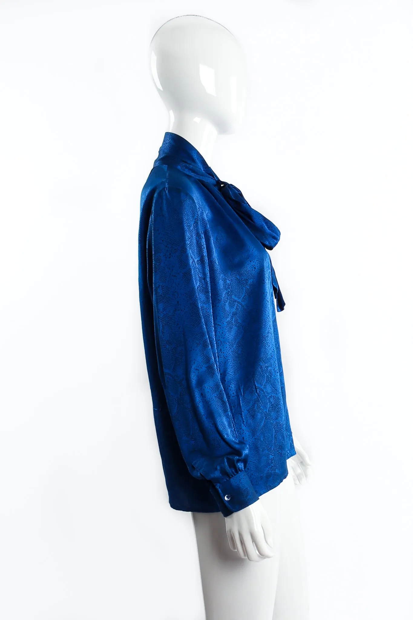 Jacquard Snake Silk Bow Blouse