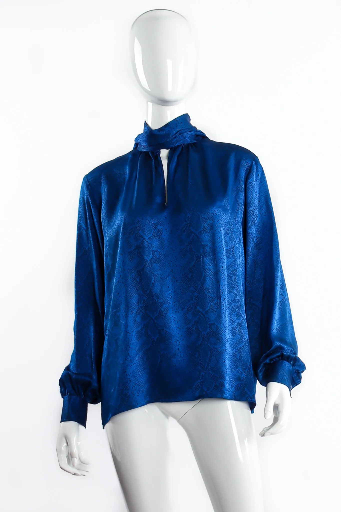 Jacquard Snake Silk Bow Blouse